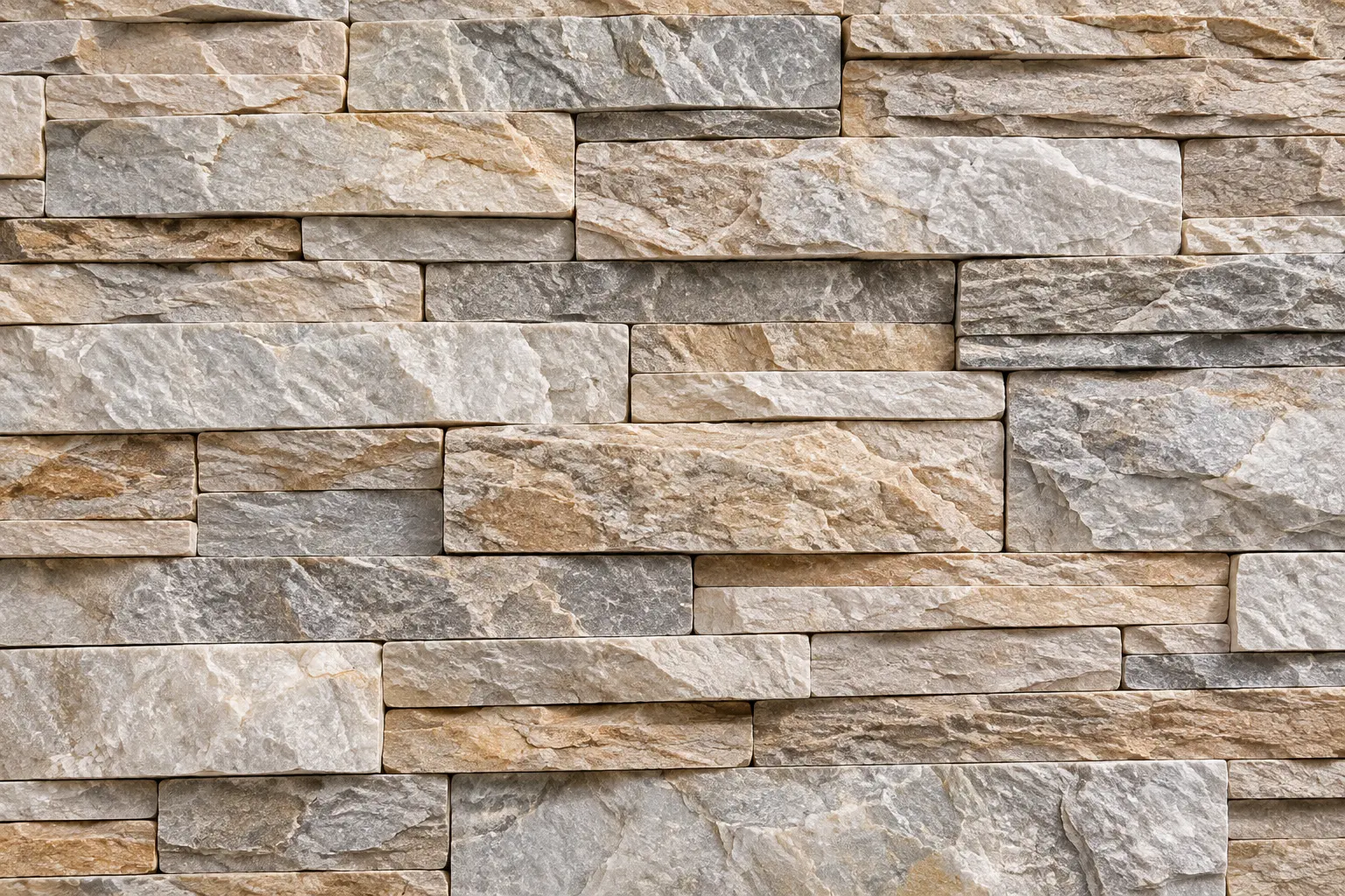 Natural quartzite stone wall cladding in layered earthy tones
