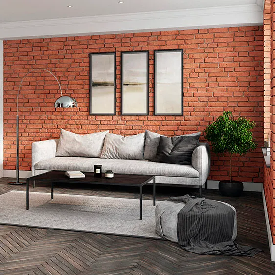 Natural brick wall cladding for exterior walls