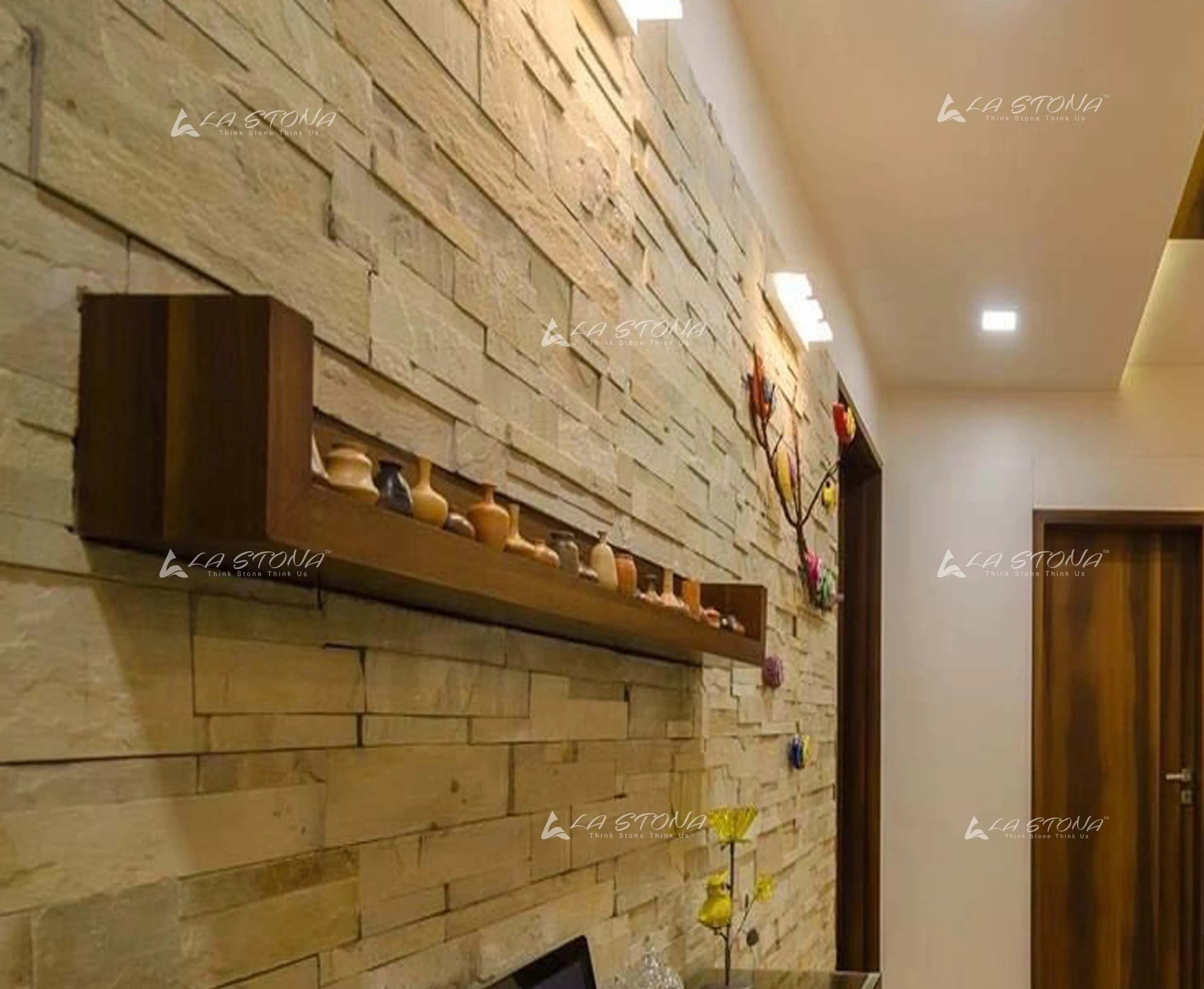VICTORIAN BEIGE natural stacked stone cladding in soft ivory and beige tones