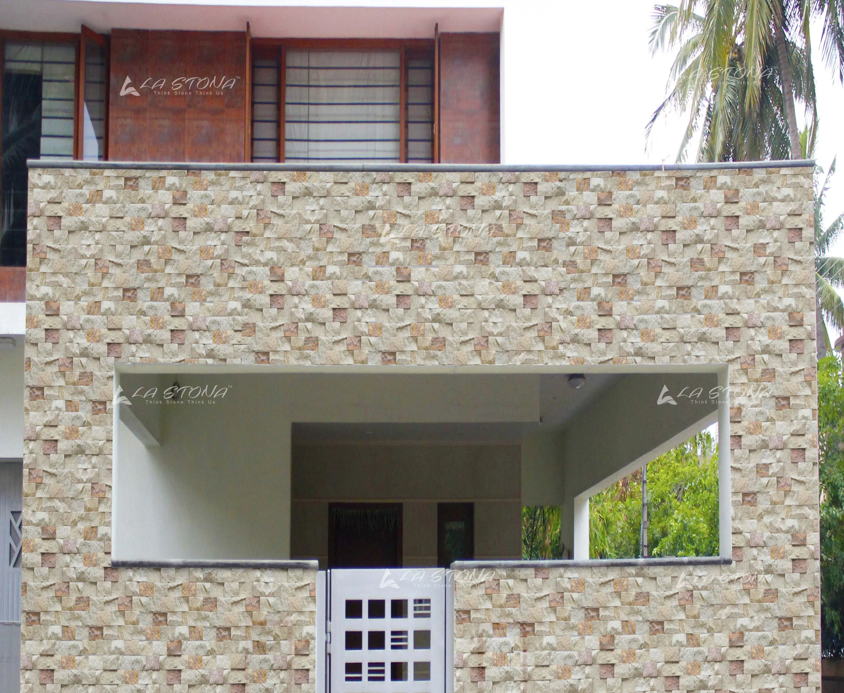 CREMA GIALLO natural stone cladding with cream ivory and golden-brown tones in a rectangular format