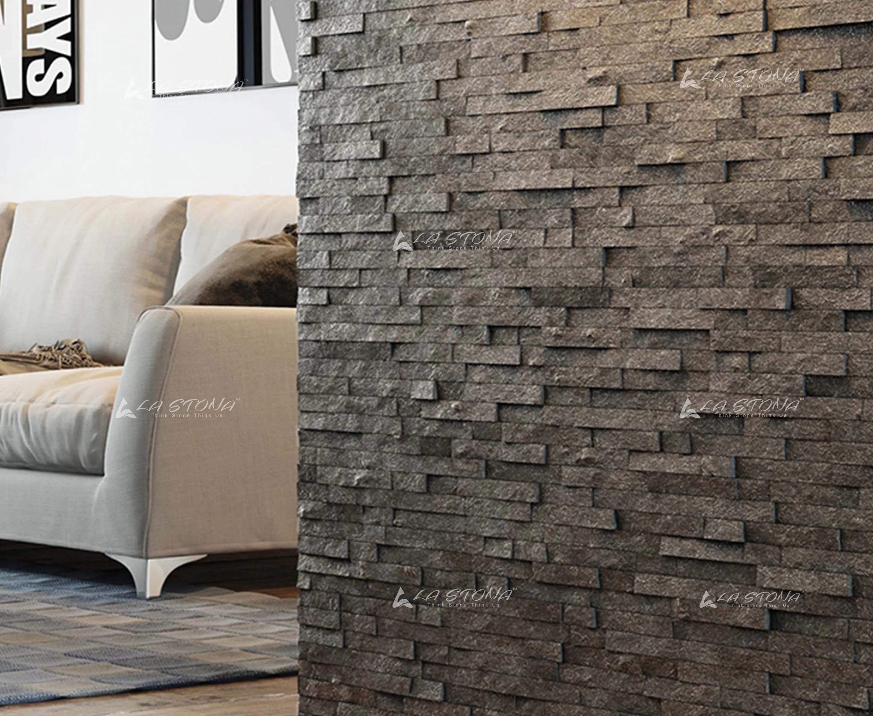 GALAXY BLACK natural fine stacked stone cladding with granite black and silver-grey mineral texture