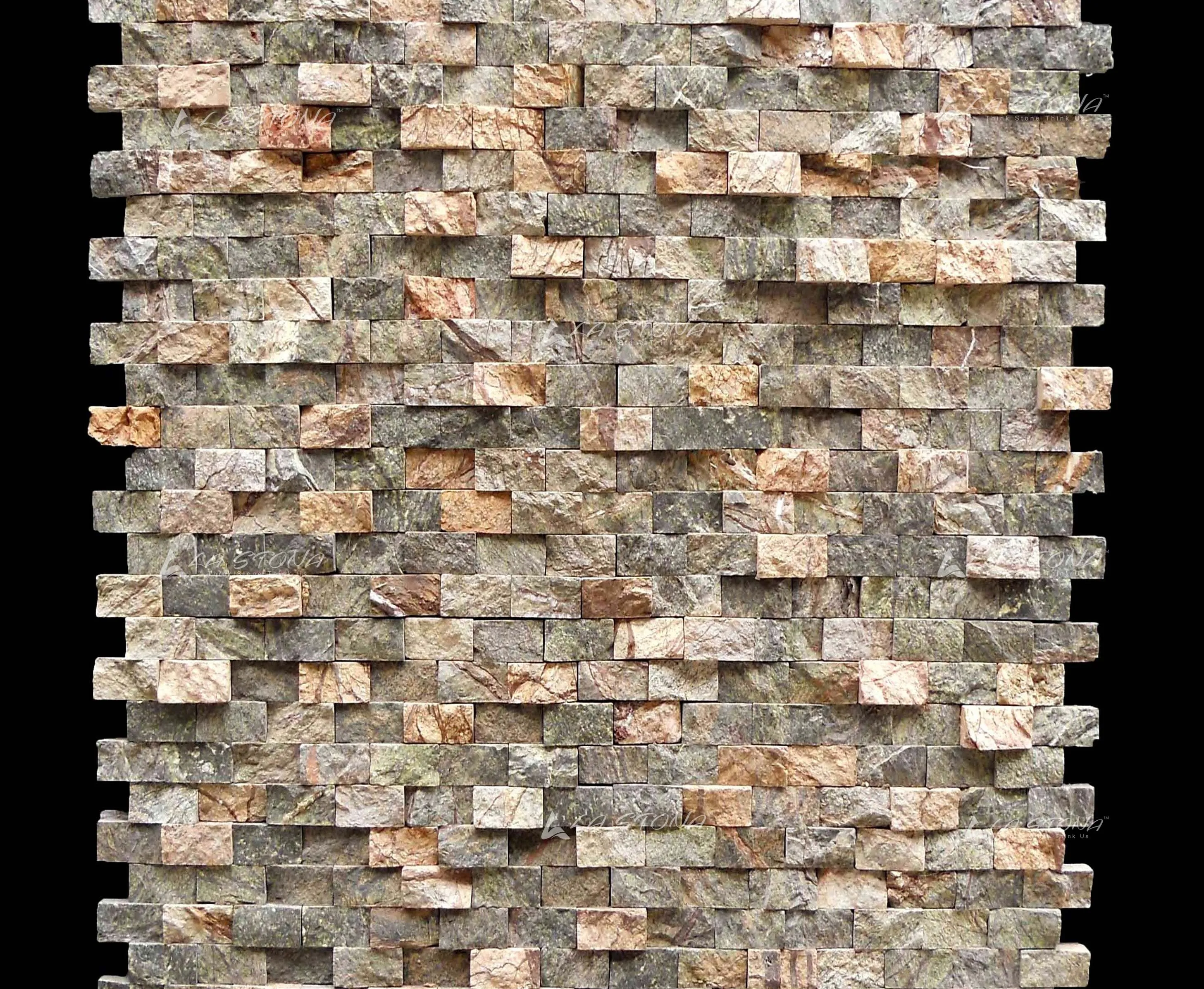 NEBRASKA natural dry stacked stone cladding with warm ash beige and stone grey tones