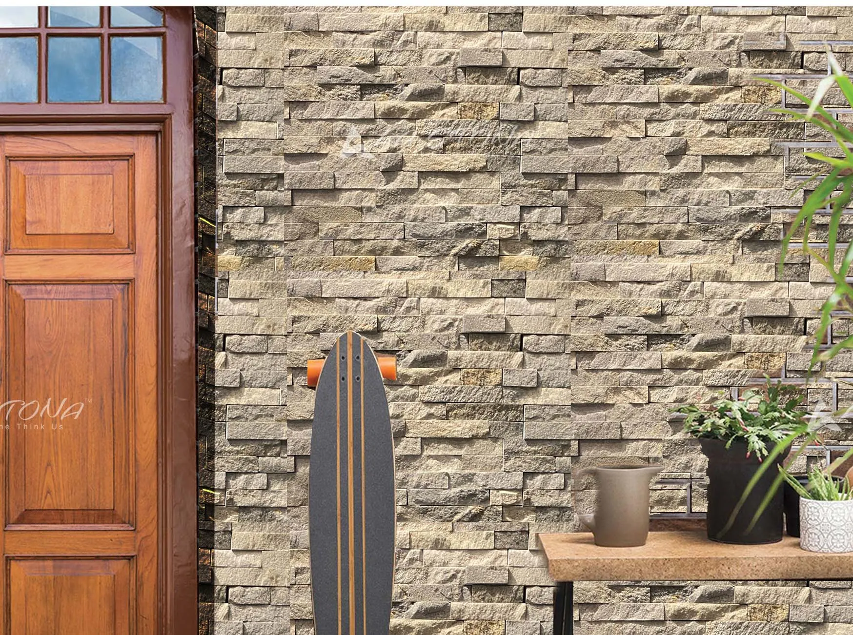 TEXAS GREY natural dry stacked stone cladding with ash grey and light beige tones