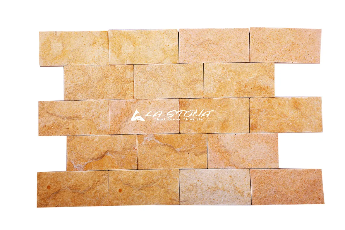 IMPERIAL natural stone cladding with warm golden sandstone tones in a rectangular format