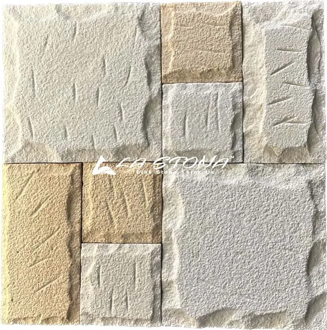 MIGUEL BEIGE natural stone cladding with cream ivory tones and a rock-faced ashlar block pattern